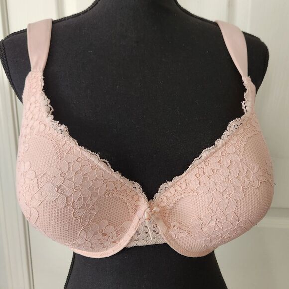LAURA ASHLEY Pink Lace Bra 40DD  Full Coverage Padded Straps Underwire - Picture 2 of 6